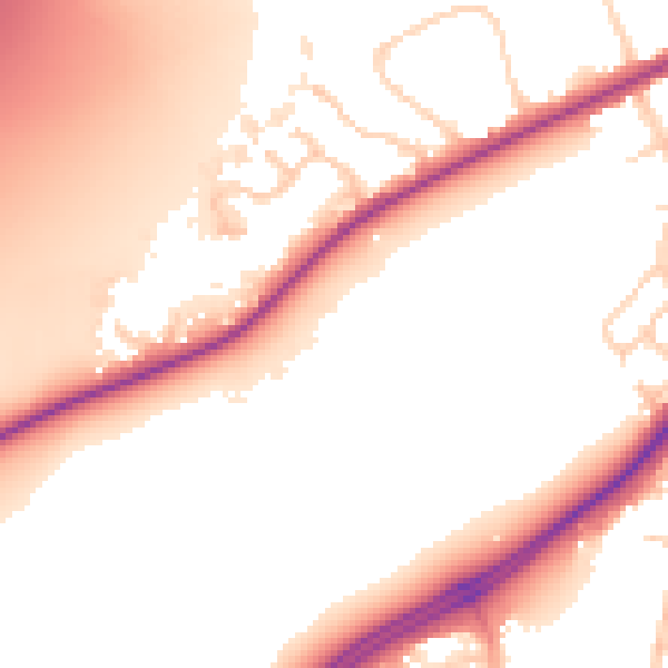 Daytime road noise heatmap for IP2 0BS