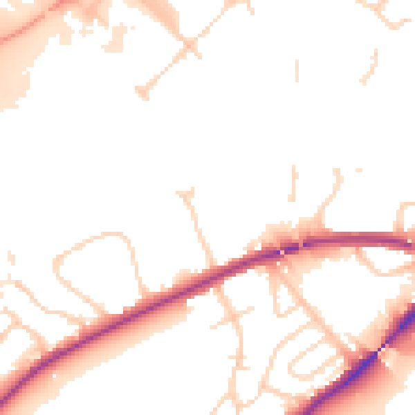 Daytime road noise heatmap for IP2 0DD