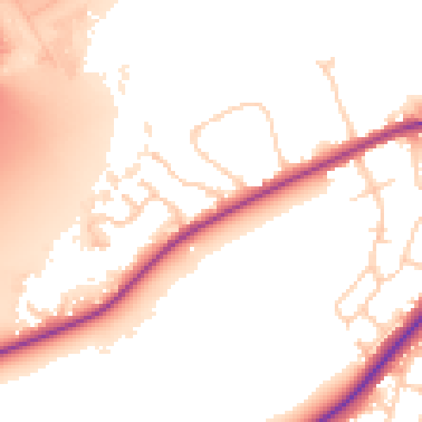 Daytime road noise heatmap for IP2 0DE