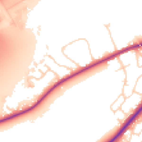 Daytime road noise heatmap for IP2 0DF