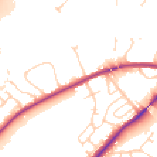 Daytime road noise heatmap for IP2 0DH