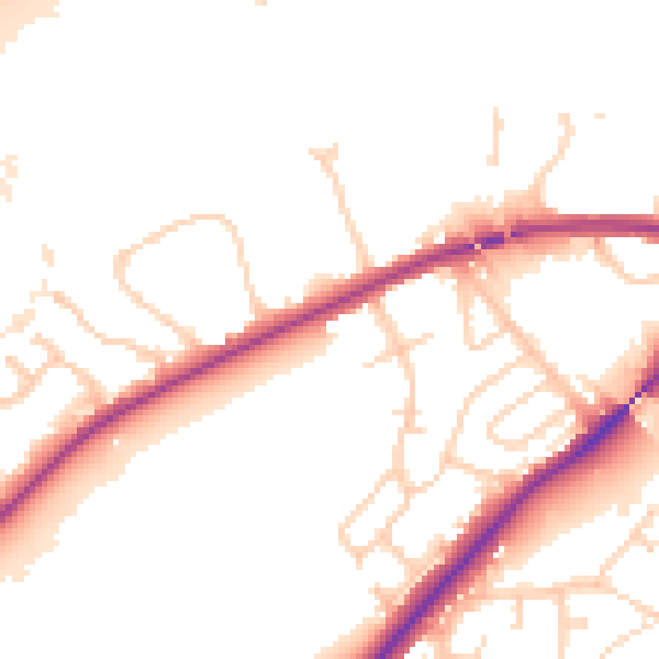 Daytime road noise heatmap for IP2 0DP