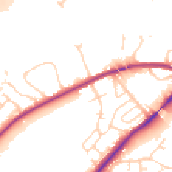 Daytime road noise heatmap for IP2 0DR
