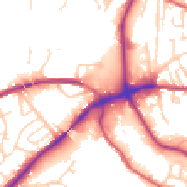 Daytime road noise heatmap for IP2 0EE
