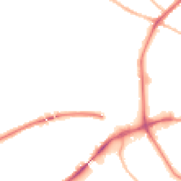 Night-time road noise heatmap for IP2 0EF