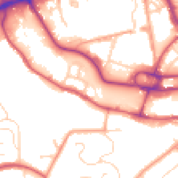 Daytime road noise heatmap for IP2 0EH