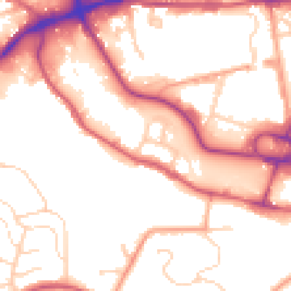 Daytime road noise heatmap for IP2 0EJ