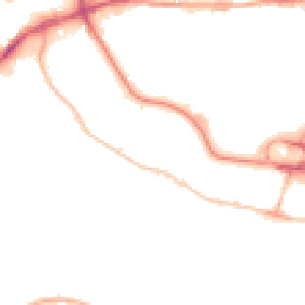 Night-time road noise heatmap for IP2 0EJ