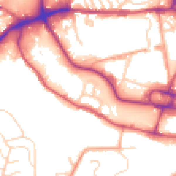 Daytime road noise heatmap for IP2 0EL