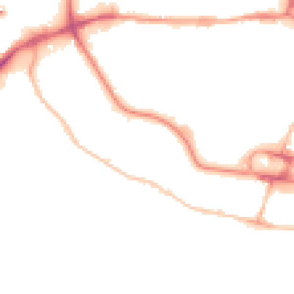 Night-time road noise heatmap for IP2 0EL