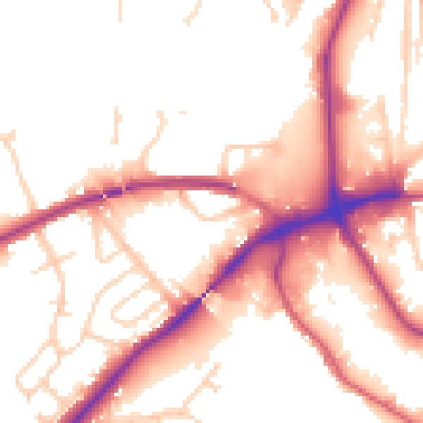 Daytime road noise heatmap for IP2 0EN