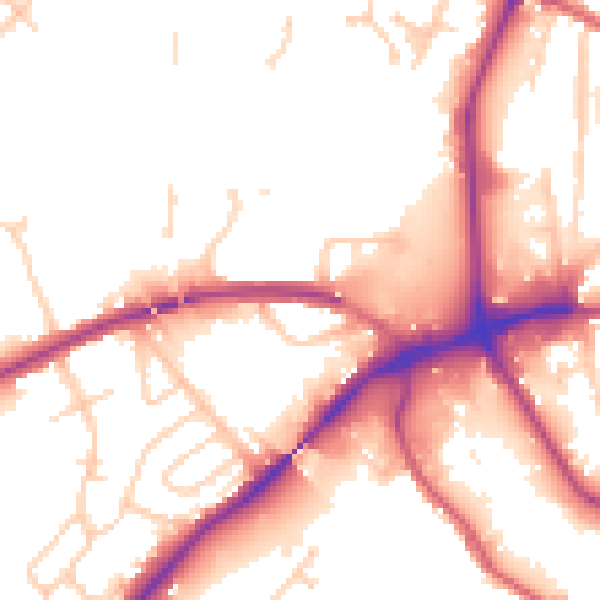 Daytime road noise heatmap for IP2 0EP