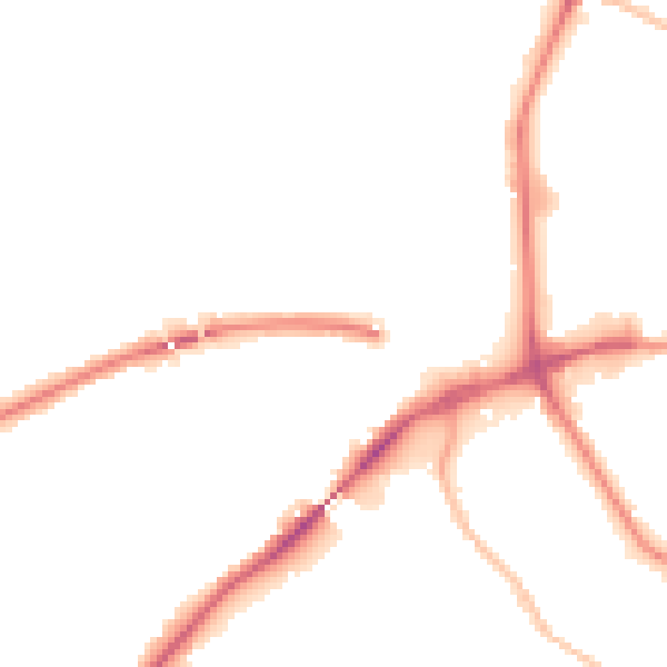 Night-time road noise heatmap for IP2 0EP