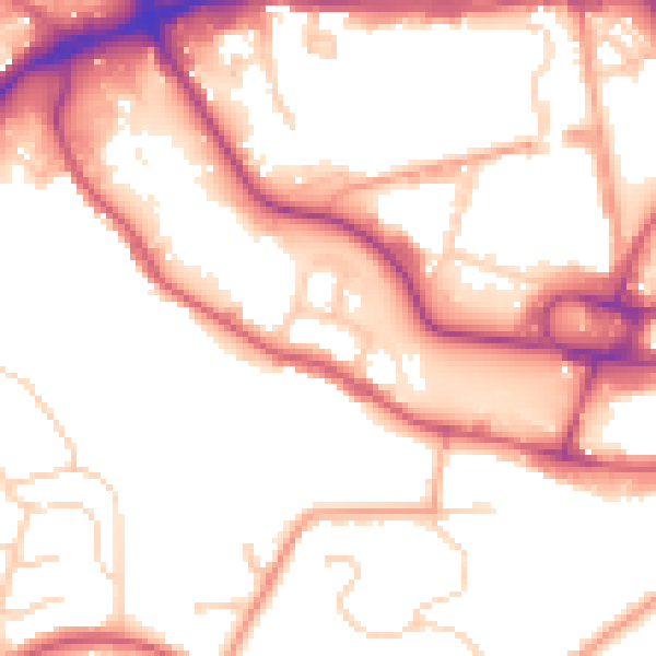 Daytime road noise heatmap for IP2 0ES