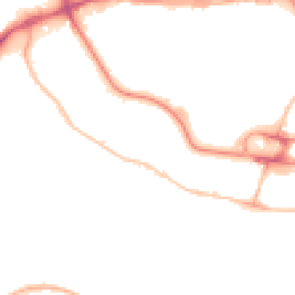 Night-time road noise heatmap for IP2 0ES