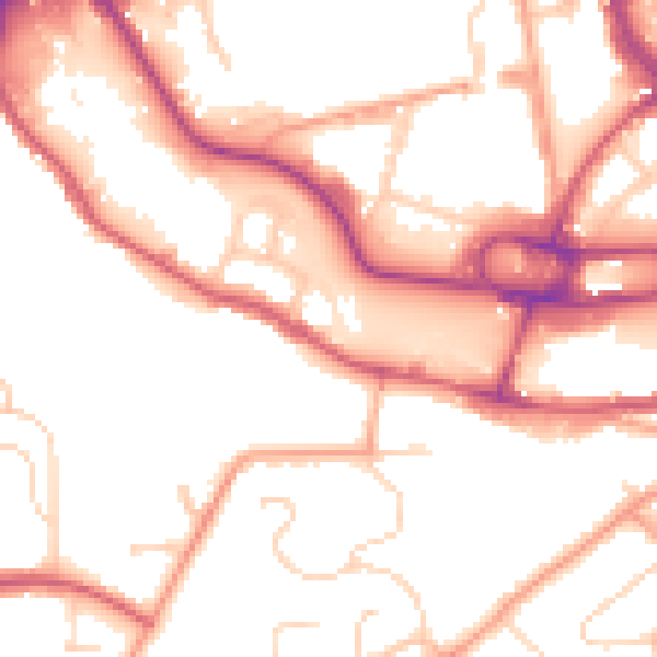 Daytime road noise heatmap for IP2 0EU