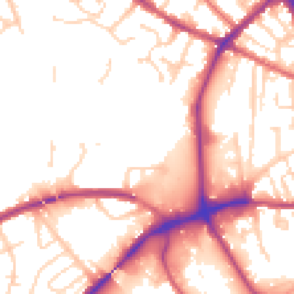 Daytime road noise heatmap for IP2 0FA