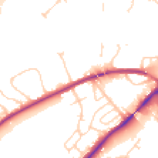 Daytime road noise heatmap for IP2 0HH