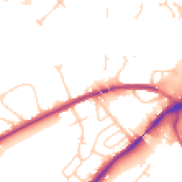 Daytime road noise heatmap for IP2 0HU