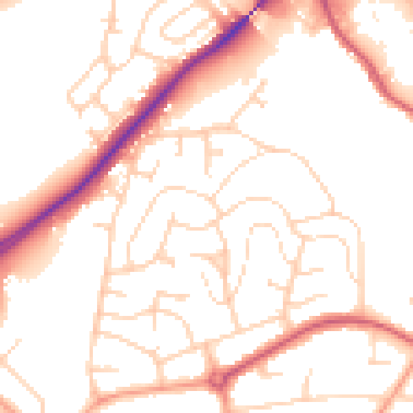 Daytime road noise heatmap for IP2 0JG