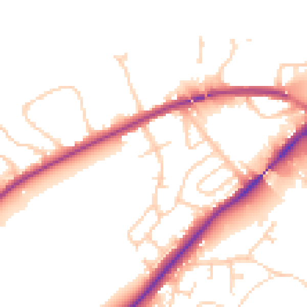 Daytime road noise heatmap for IP2 0JH