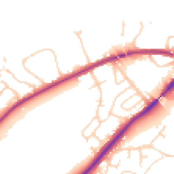 Daytime road noise heatmap for IP2 0JJ