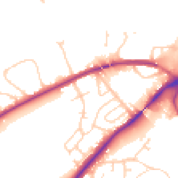 Daytime road noise heatmap for IP2 0JL