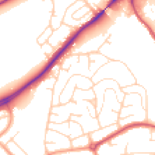 Daytime road noise heatmap for IP2 0NF