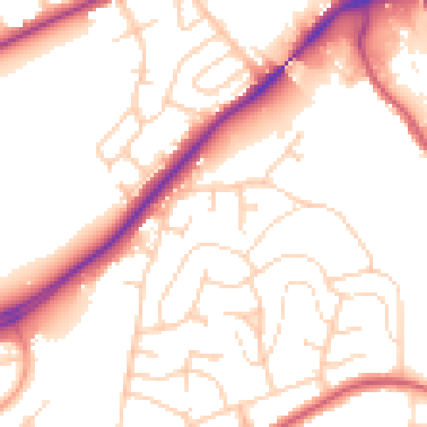 Daytime road noise heatmap for IP2 0NZ