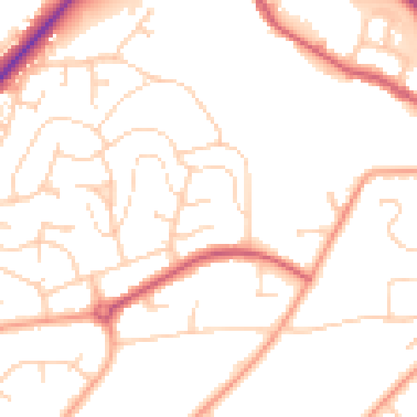 Daytime road noise heatmap for IP2 0PW