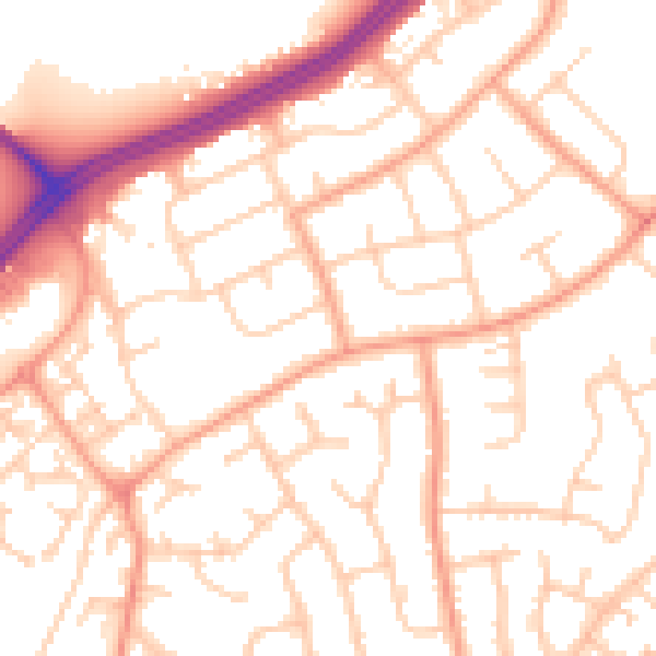Daytime road noise heatmap for IP2 0RY