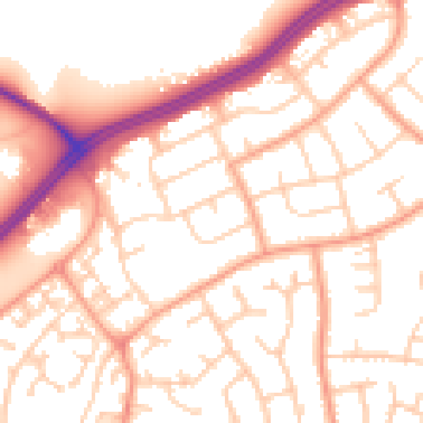 Daytime road noise heatmap for IP2 0SF