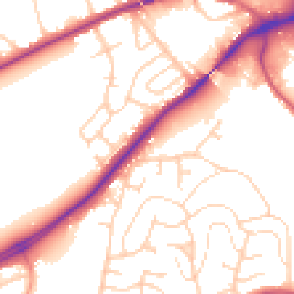 Daytime road noise heatmap for IP2 0XA