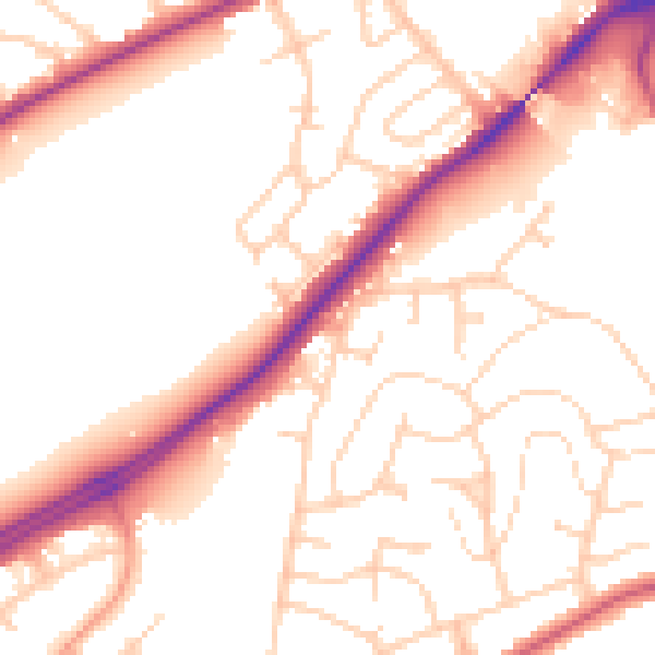 Daytime road noise heatmap for IP2 0XD