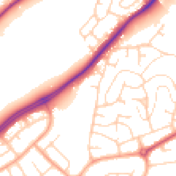 Daytime road noise heatmap for IP2 0XG