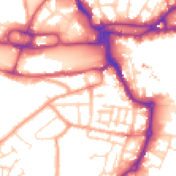 Daytime road noise heatmap for IP2 8AS