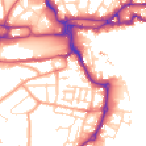 Daytime road noise heatmap for IP2 8DD
