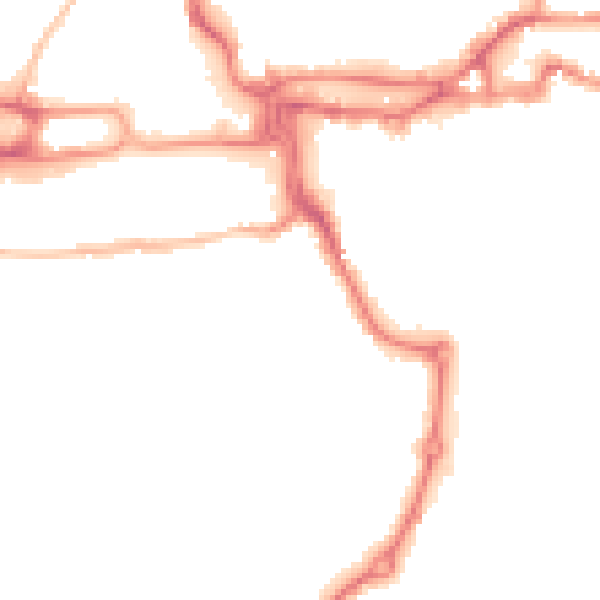 Night-time road noise heatmap for IP2 8DD