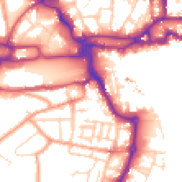 Daytime road noise heatmap for IP2 8DE