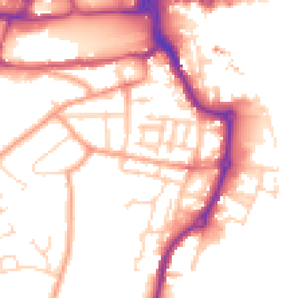 Daytime road noise heatmap for IP2 8DU