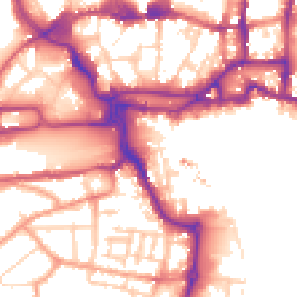 Daytime road noise heatmap for IP2 8ET