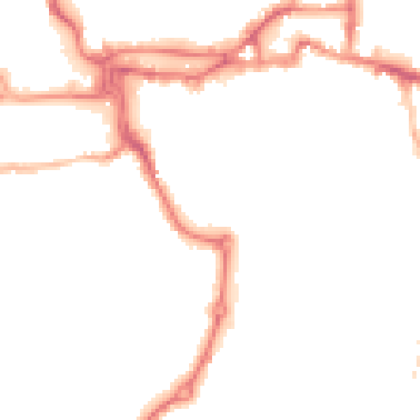 Night-time road noise heatmap for IP2 8HA