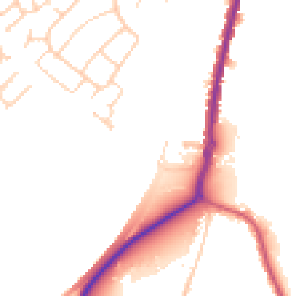 Daytime road noise heatmap for IP2 8LU