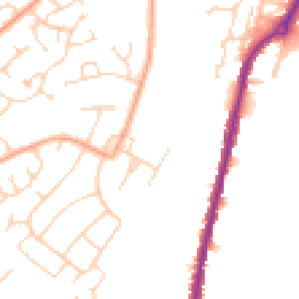 Daytime road noise heatmap for IP2 8PR