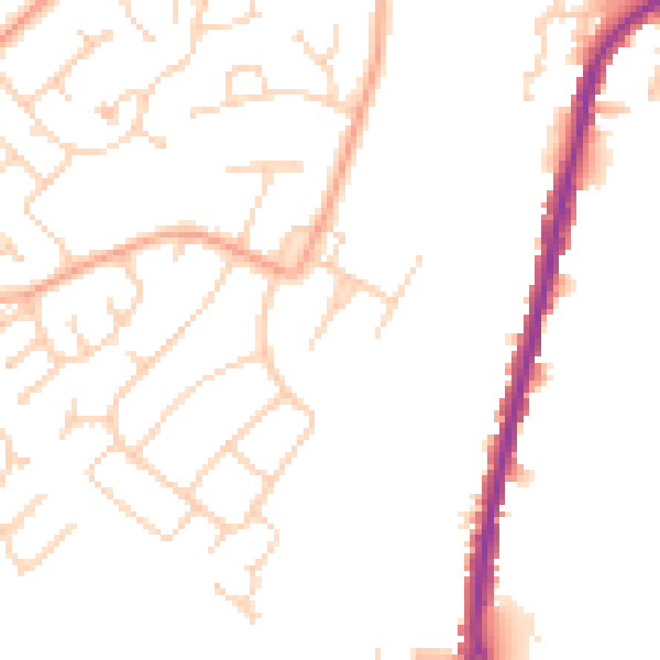 Daytime road noise heatmap for IP2 8PU