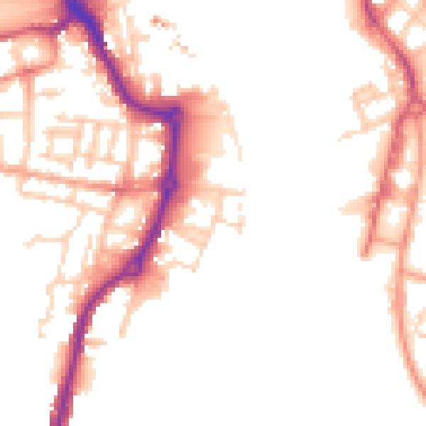 Daytime road noise heatmap for IP2 8TD