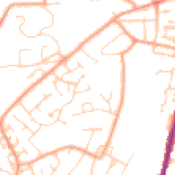 Daytime road noise heatmap for IP2 9AZ