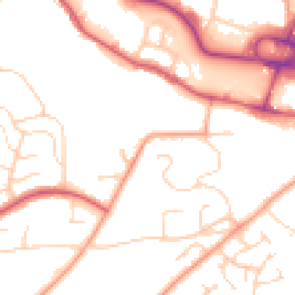 Daytime road noise heatmap for IP2 9HF