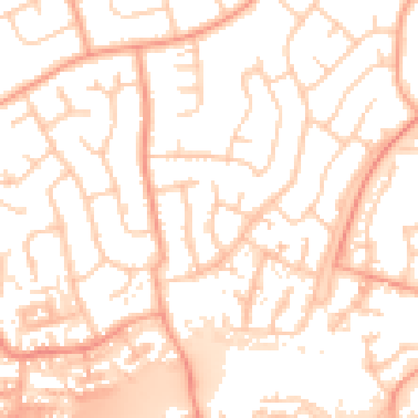 Daytime road noise heatmap for IP2 9LD
