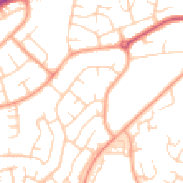 Daytime road noise heatmap for IP2 9NL